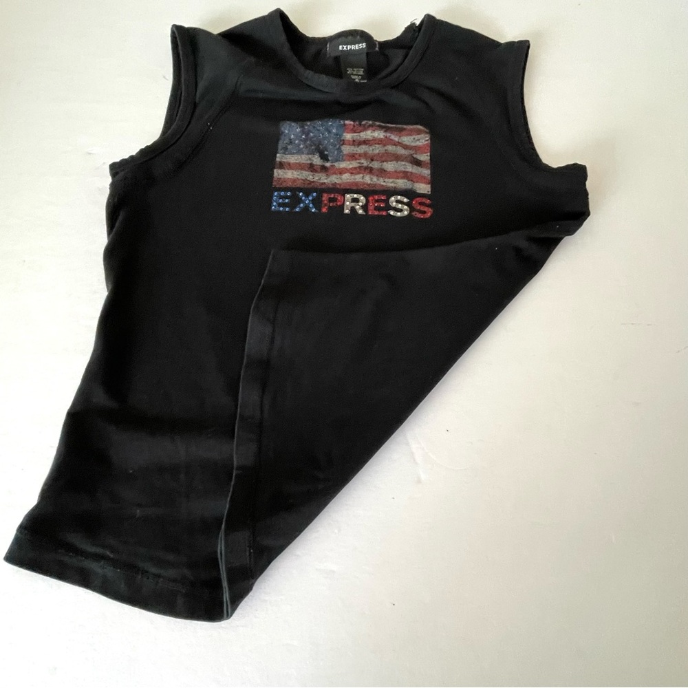 Vintage express black sleeveless shirt with the American flag - Picture 5 of 6